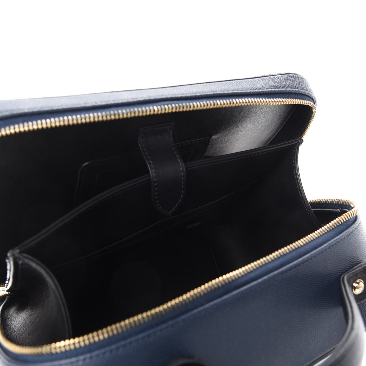 Caviar Quilted Large CC Filigree Vanity Case Navy Black