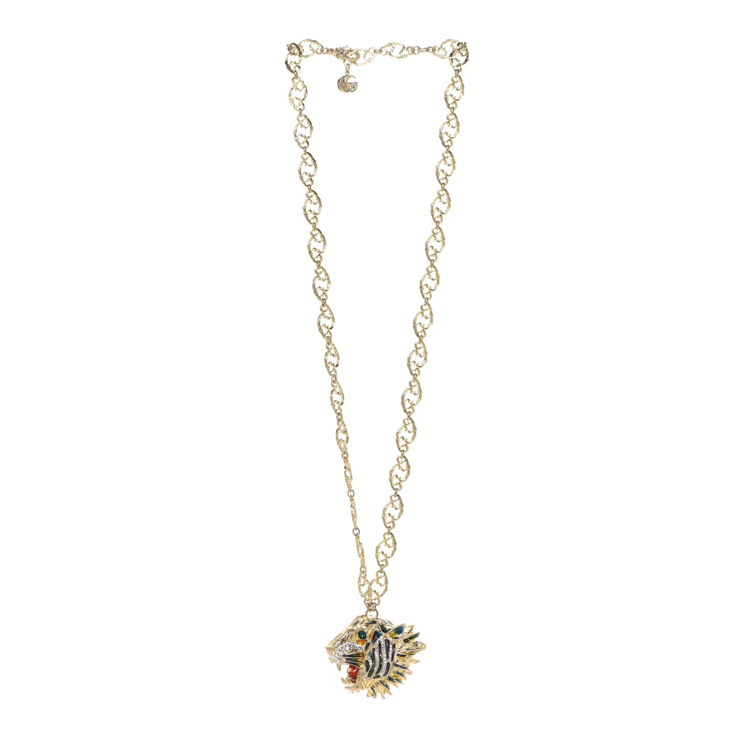Metal Crystal Enamel Rajah Necklace Gold Blue