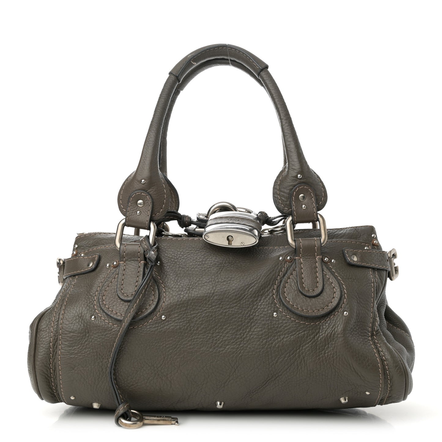 Calfskin Medium Paddington Satchel Gris Vert