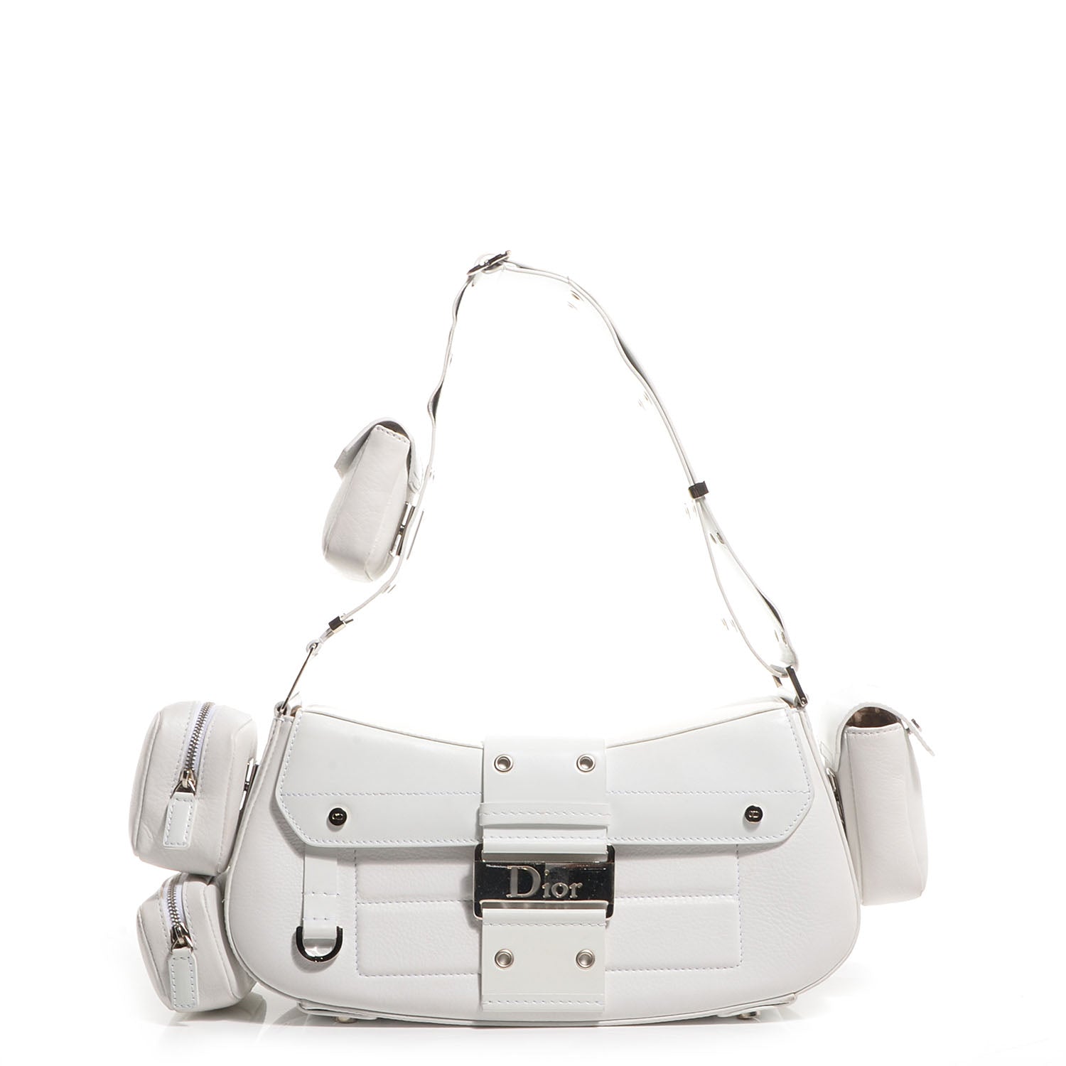 Christian Dior Leather Street Chic Columbus Ave Shoulder Bag White