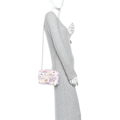 Sequin Logo CC Small Single Flap White Multicolor