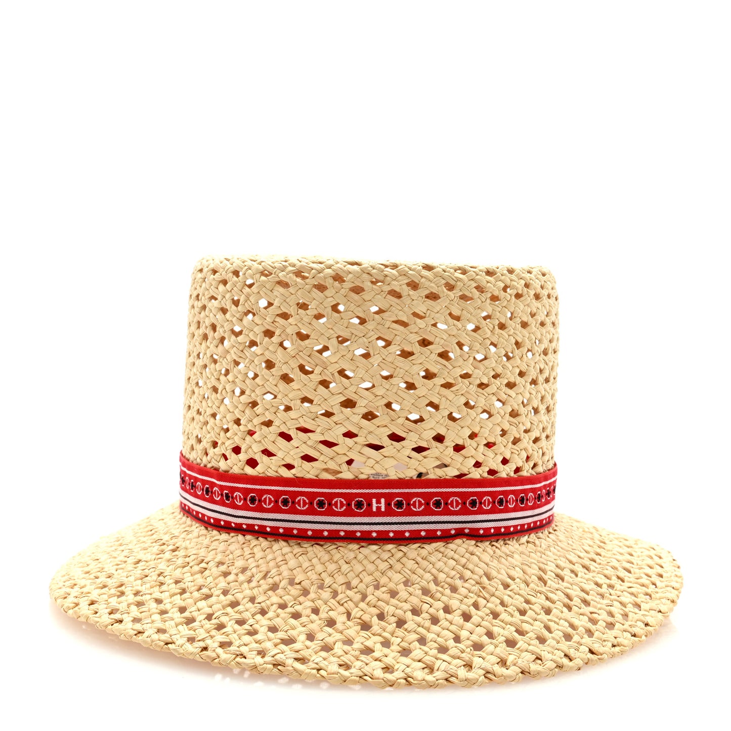 Straw Adele Panama Hat 56 Black Naturel Rouge