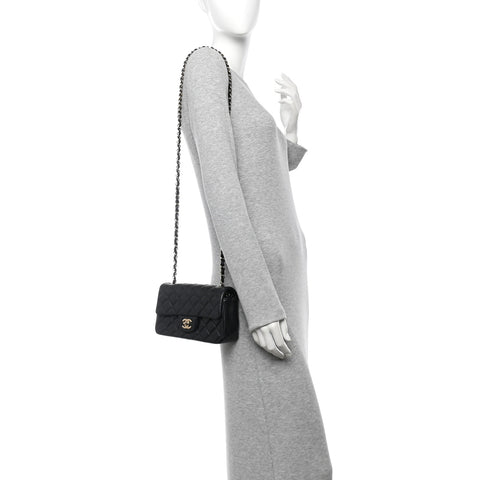 Lambskin Quilted Mini Rectangular Flap Black