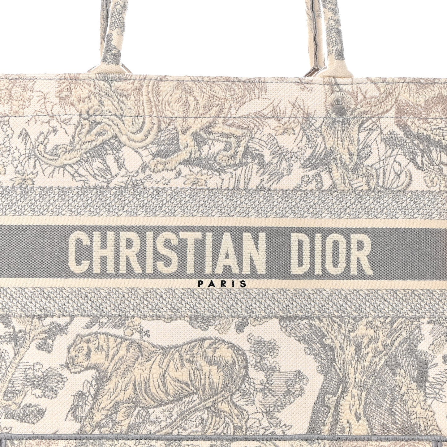 Canvas Embroidered Medium Dioriviera Toile De Jouy Book Tote Gray