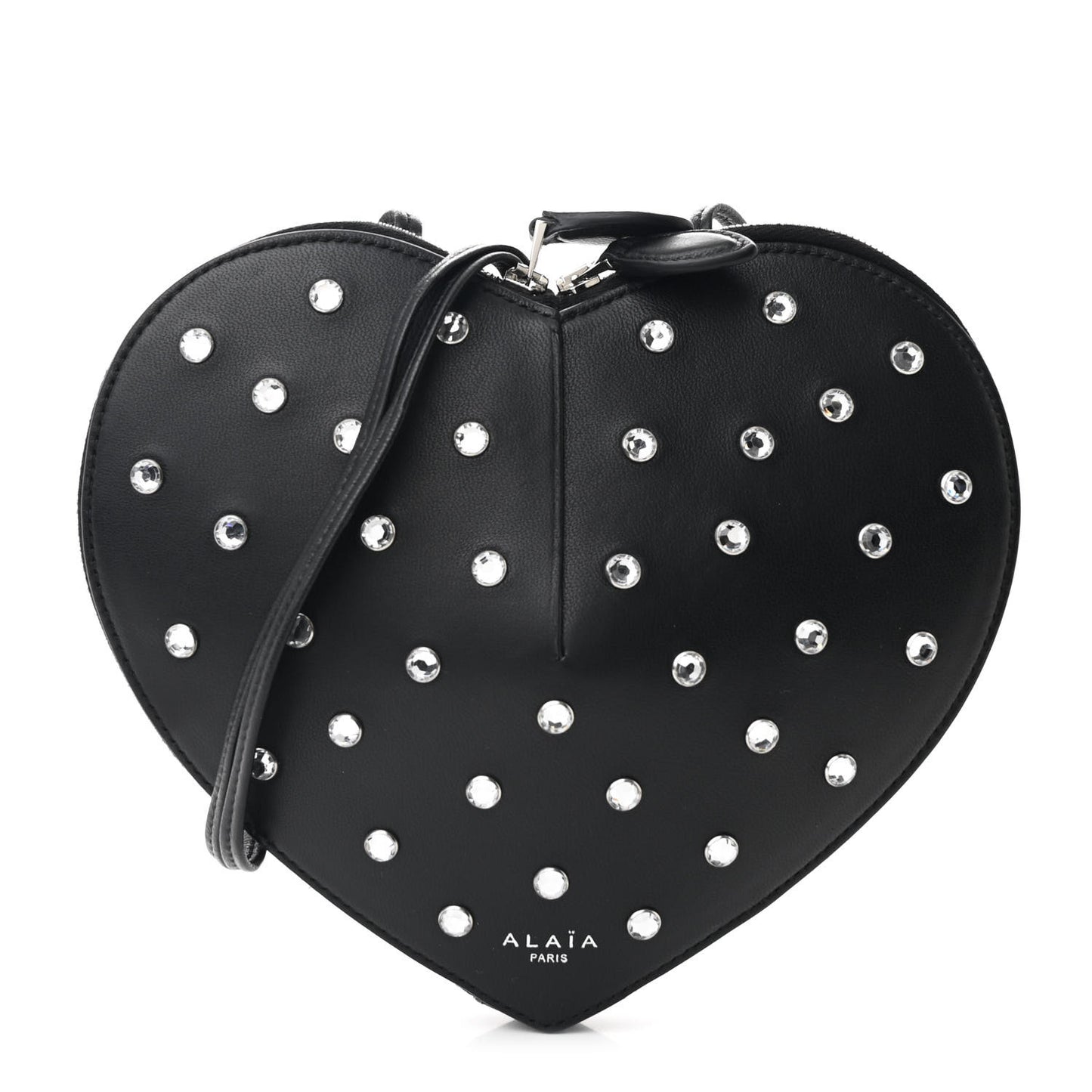 Lambskin Crystal Embellished Le Coeur Bag Black