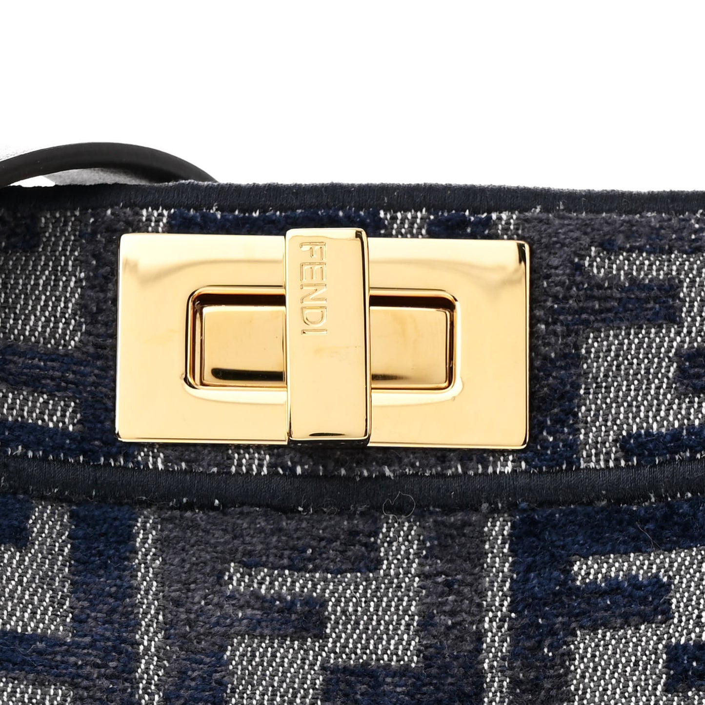 Chenille Vitello Seta FF Small Peekaboo I SEE U Satchel Grigio Blue Notte