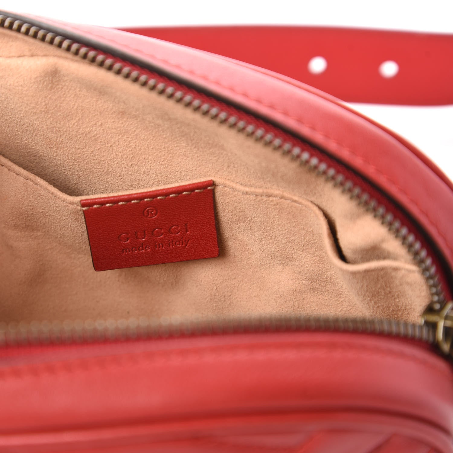 Gucci Calfskin Matelasse GG Marmont Belt Bag 85 34 Hibiscus Red 8 of 11