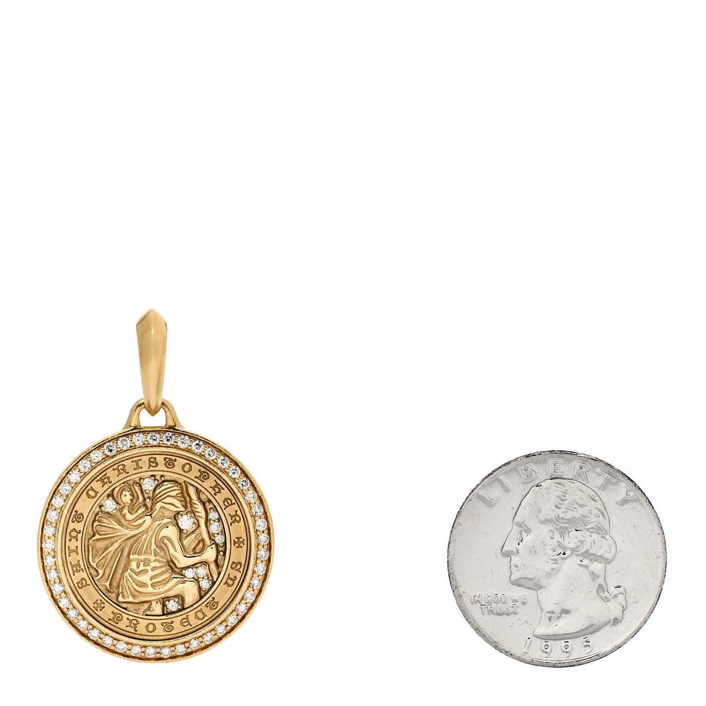 18K Yellow Gold Diamond St. Christopher Amulet Pendant