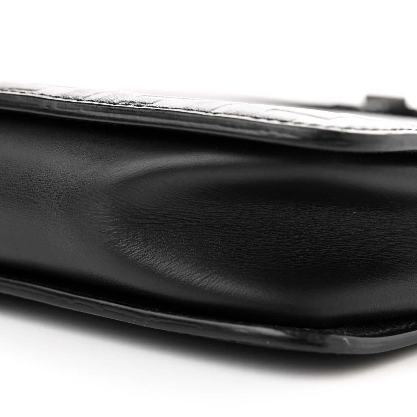 Vitello Century Grace FF Embossed Shoulder Clutch Black