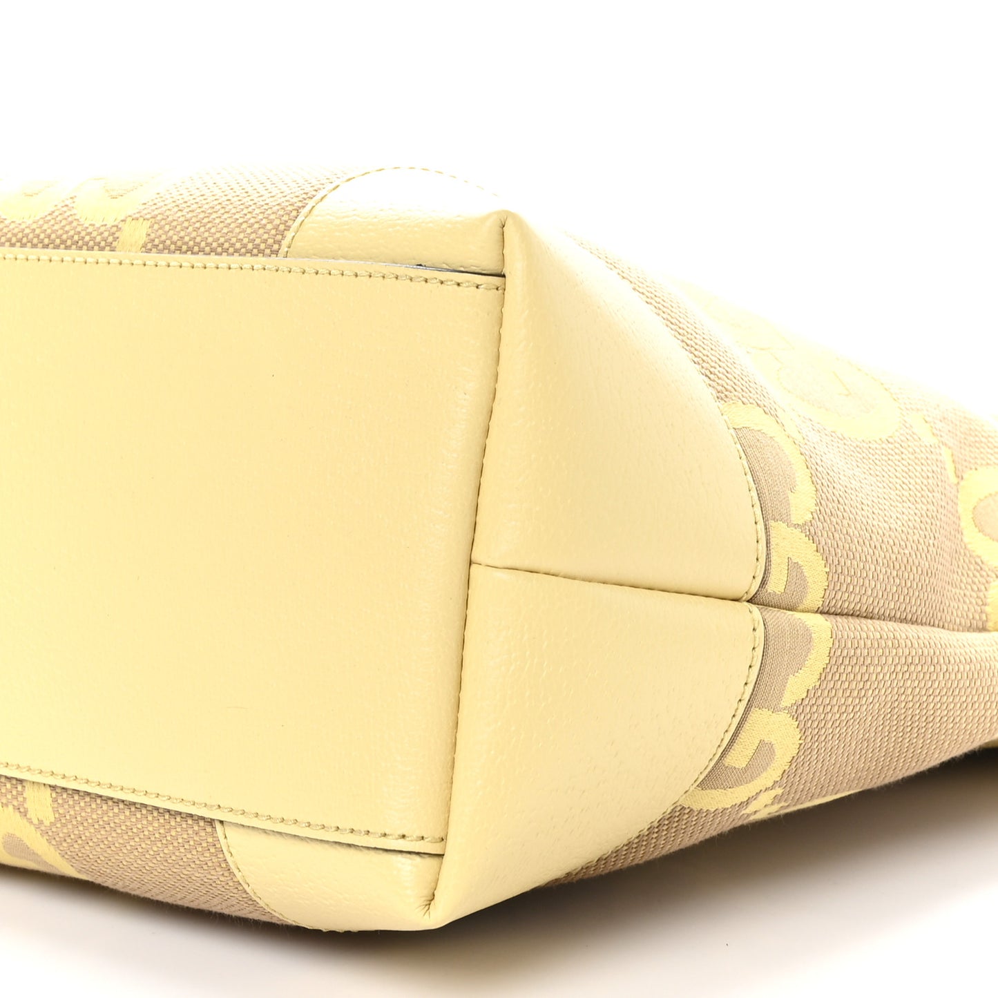 Monogram Jumbo GG Textured Dollar Calfskin Medium Ophidia Shopping Tote Beige Yellow