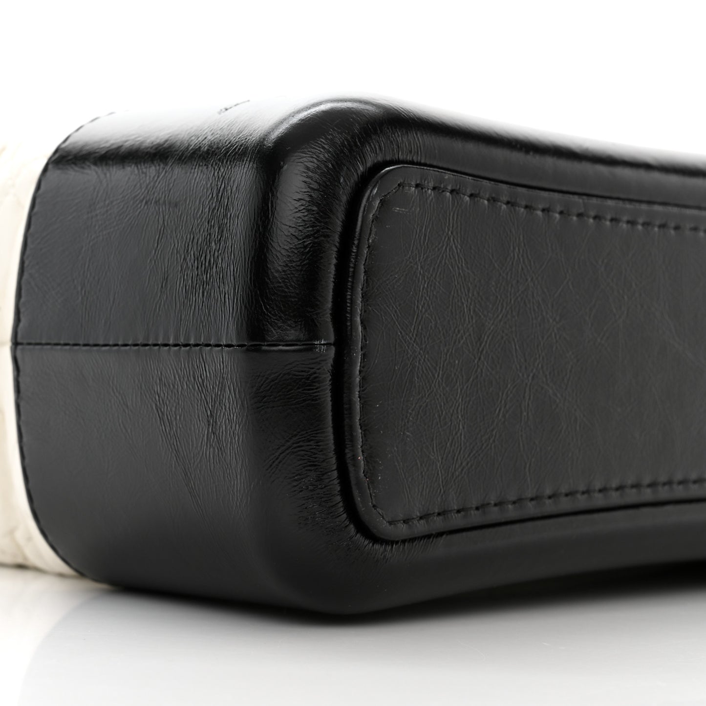 Aged Calfskin Quilted Medium Gabrielle Hobo Black White