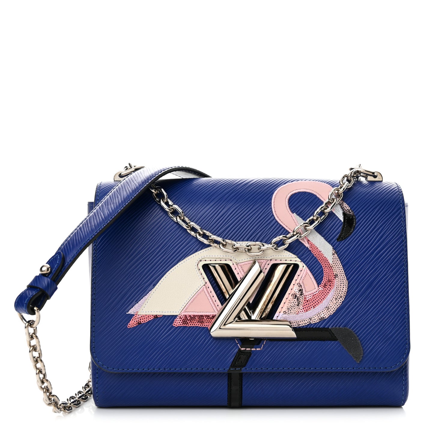 Epi Flamingo Twist Shoulder Bag MM Blue