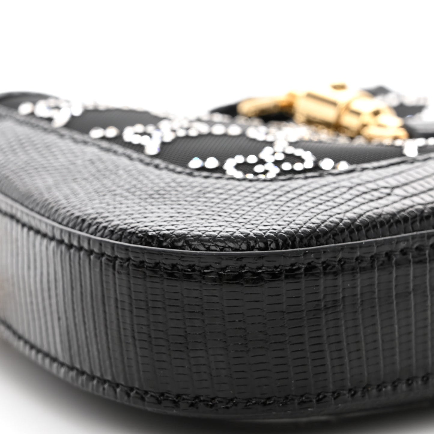 Lizard Mesh Crystal GG Monogram Mini Jackie 1961 Hobo Black
