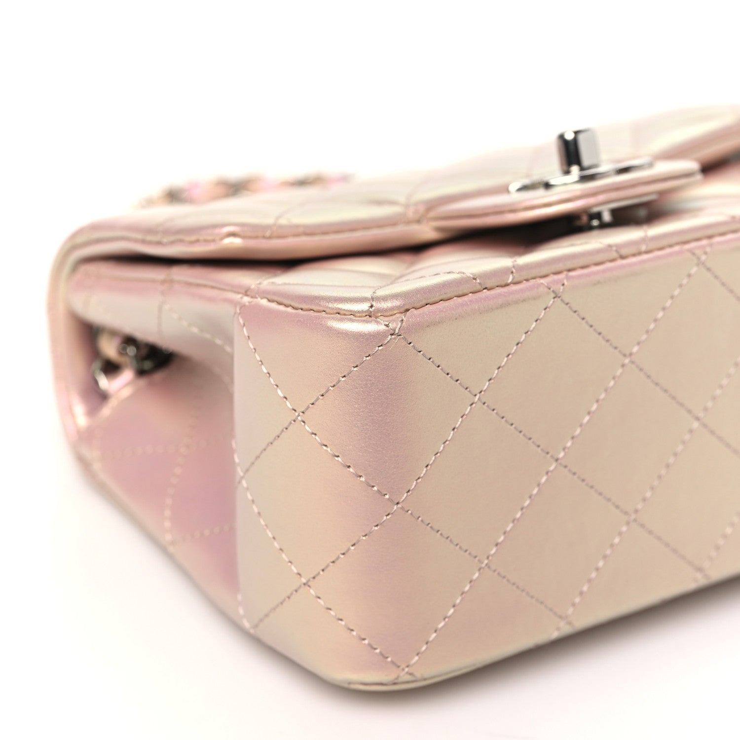 Chanel Iridescent Calfskin Quilted Mini Square Flap Pink 10 of 11