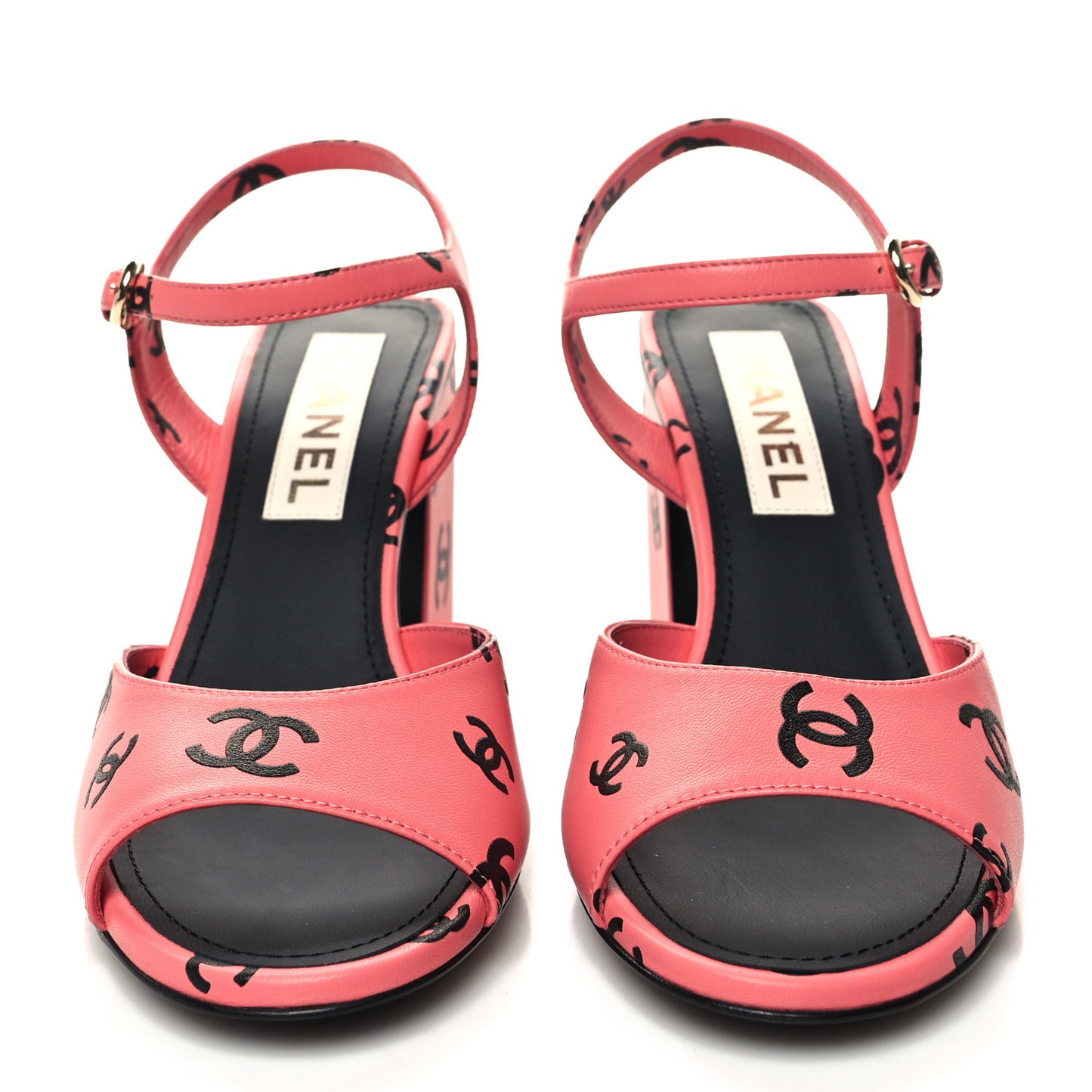 Printed Lambskin Coco Beach Sandals 37.5 Pink Black