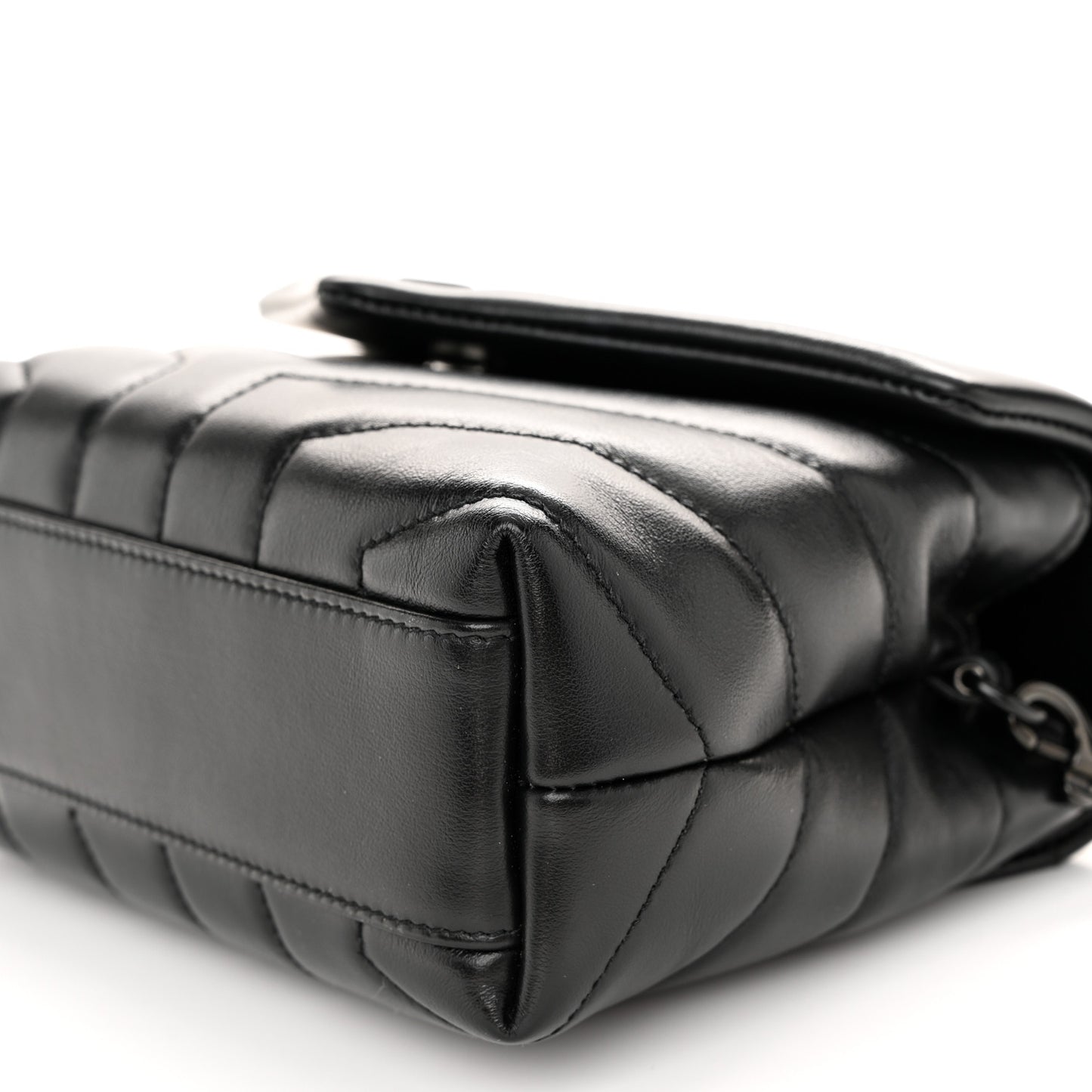 Calfskin Y Quilted Monogram Monochrome Toy Loulou Crossbody Bag Black