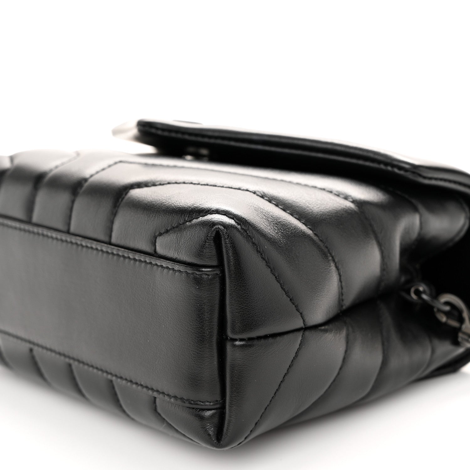 Saint Laurent Calfskin Y Quilted Monogram Monochrome Toy Loulou Crossbody Bag Black 9 of 11