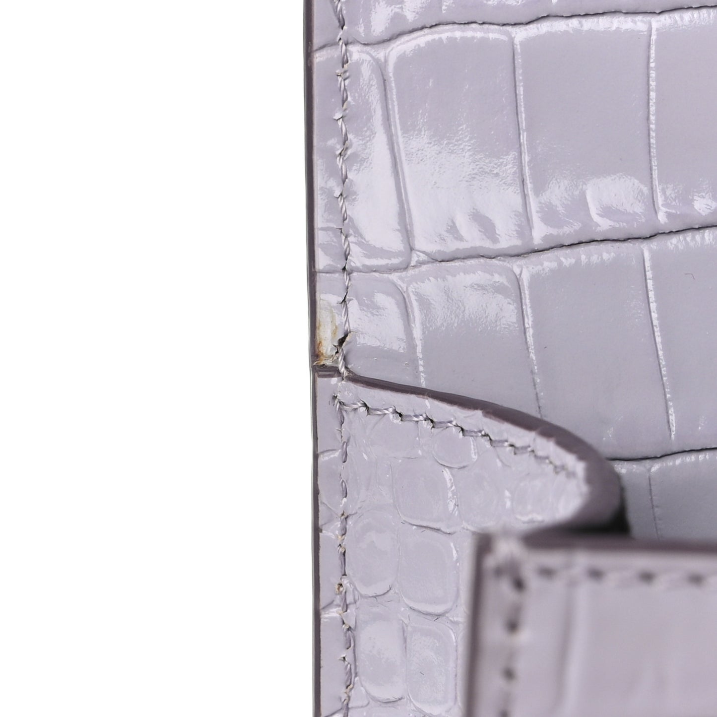 Shiny Crocodile Embossed Jeweled Satchel Lavender