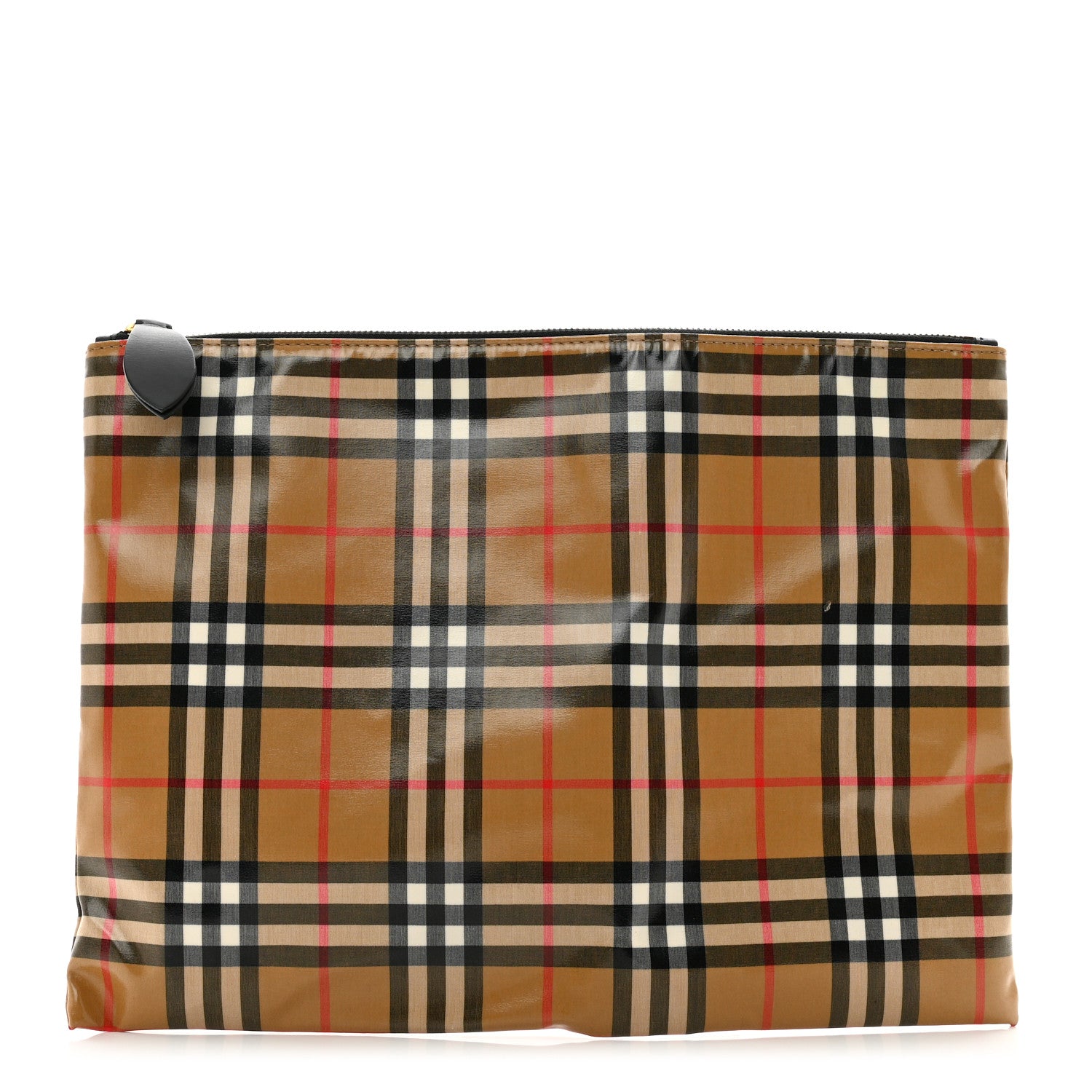 Burberry Coated Canvas Vintage Check Large Zip Pouch Antique Yellow 1 of 7