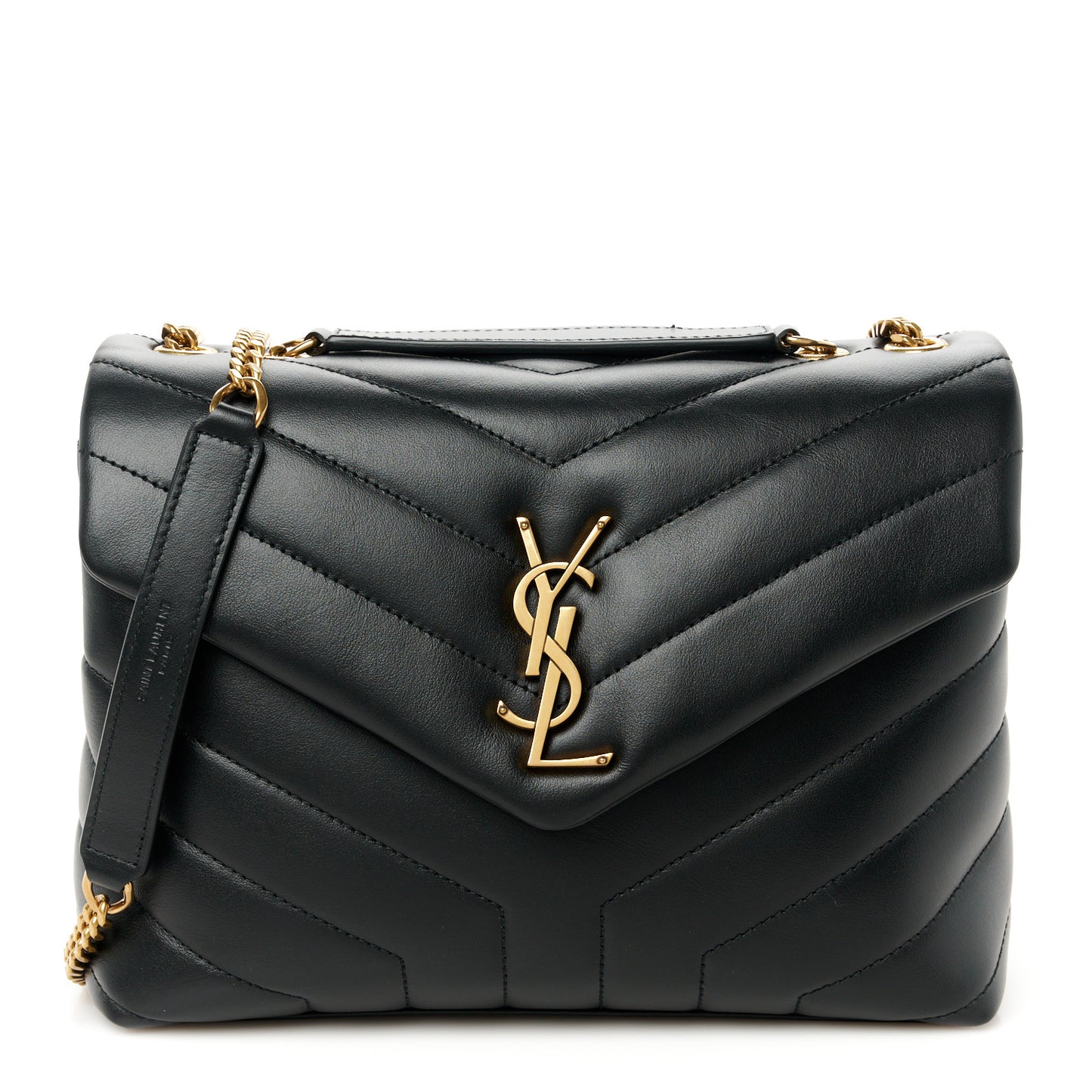 Calfskin Y Quilted Monogram Small Loulou Chain Satchel Black