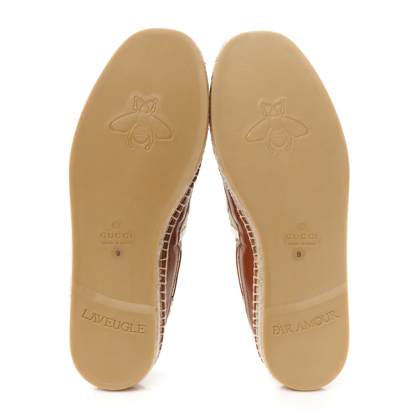 GG Monogram Mens Espadrille Loafers 9 Beige Ebony Mystic White