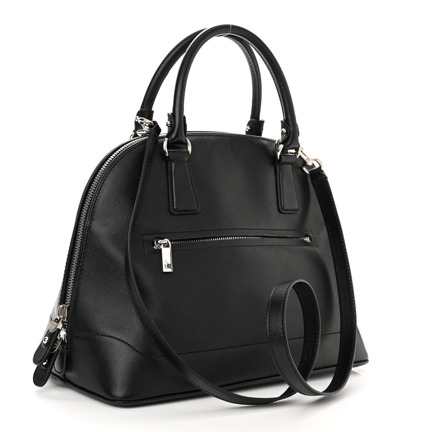 Hammered Calfskin Darina Convertible Satchel Black