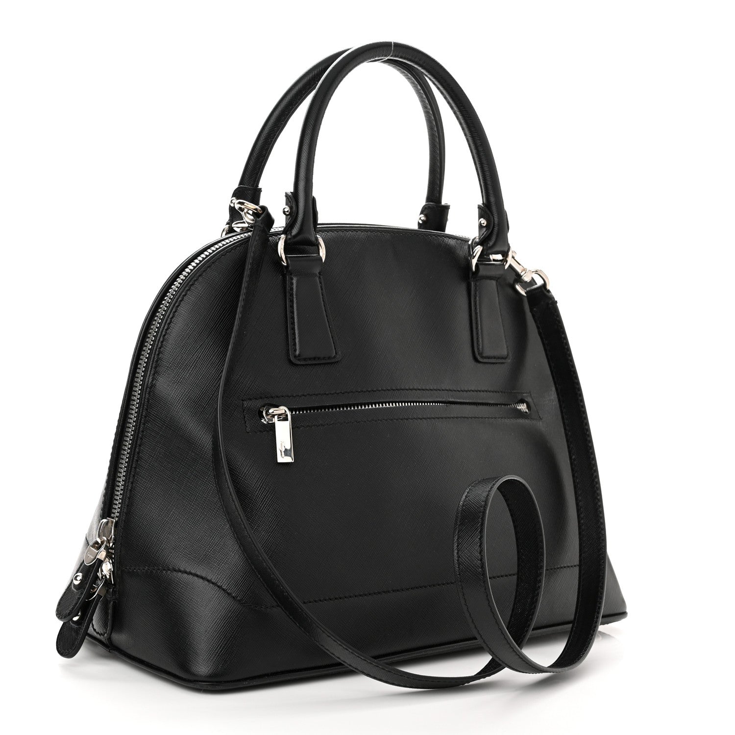 Salvatore Ferragamo Hammered Calfskin Darina Convertible Satchel Black 3 of 9