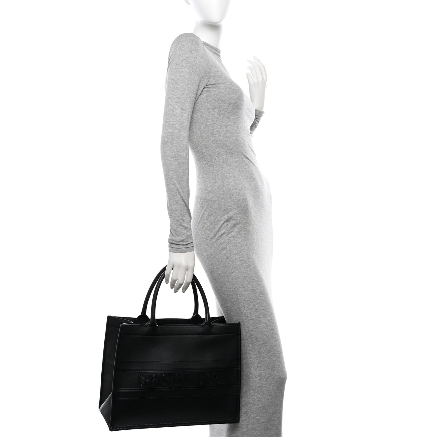 Calfskin Embossed Medium Book Tote Black