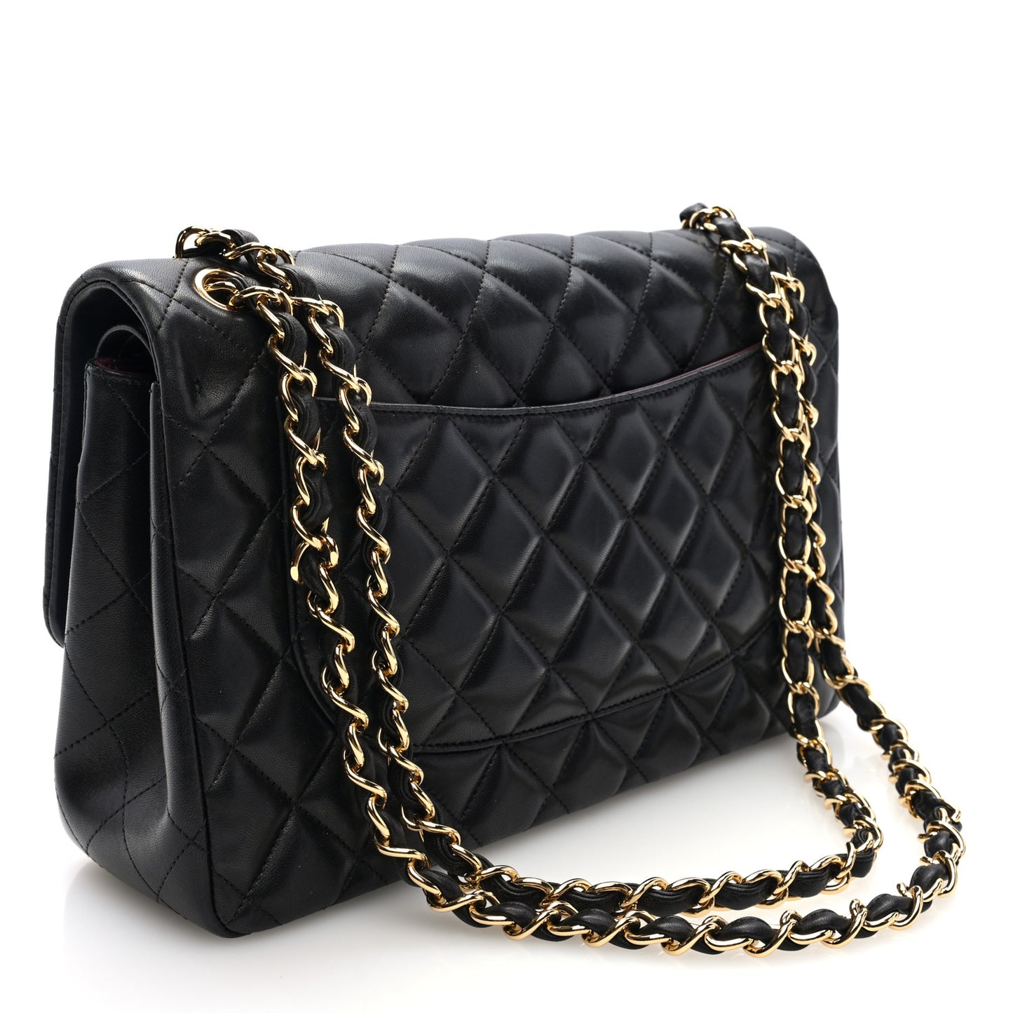 Lambskin Quilted Jumbo Double Flap Black