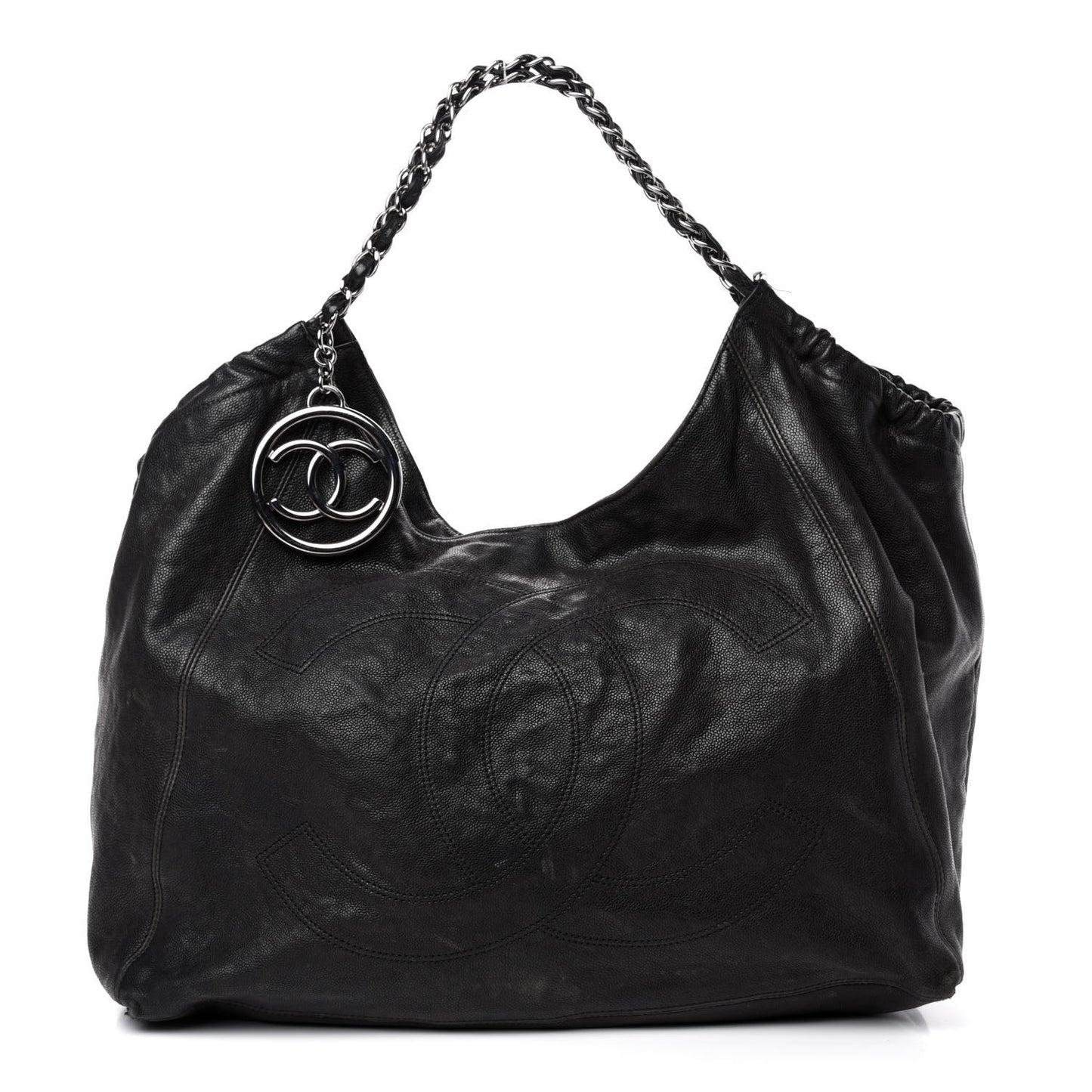 Distressed Caviar XL Coco Cabas Black