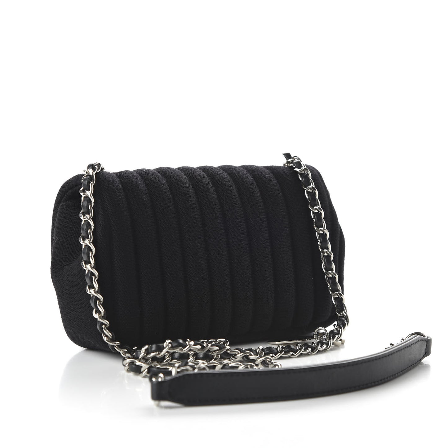 Jersey Vertical Quilted Mini Flap Black