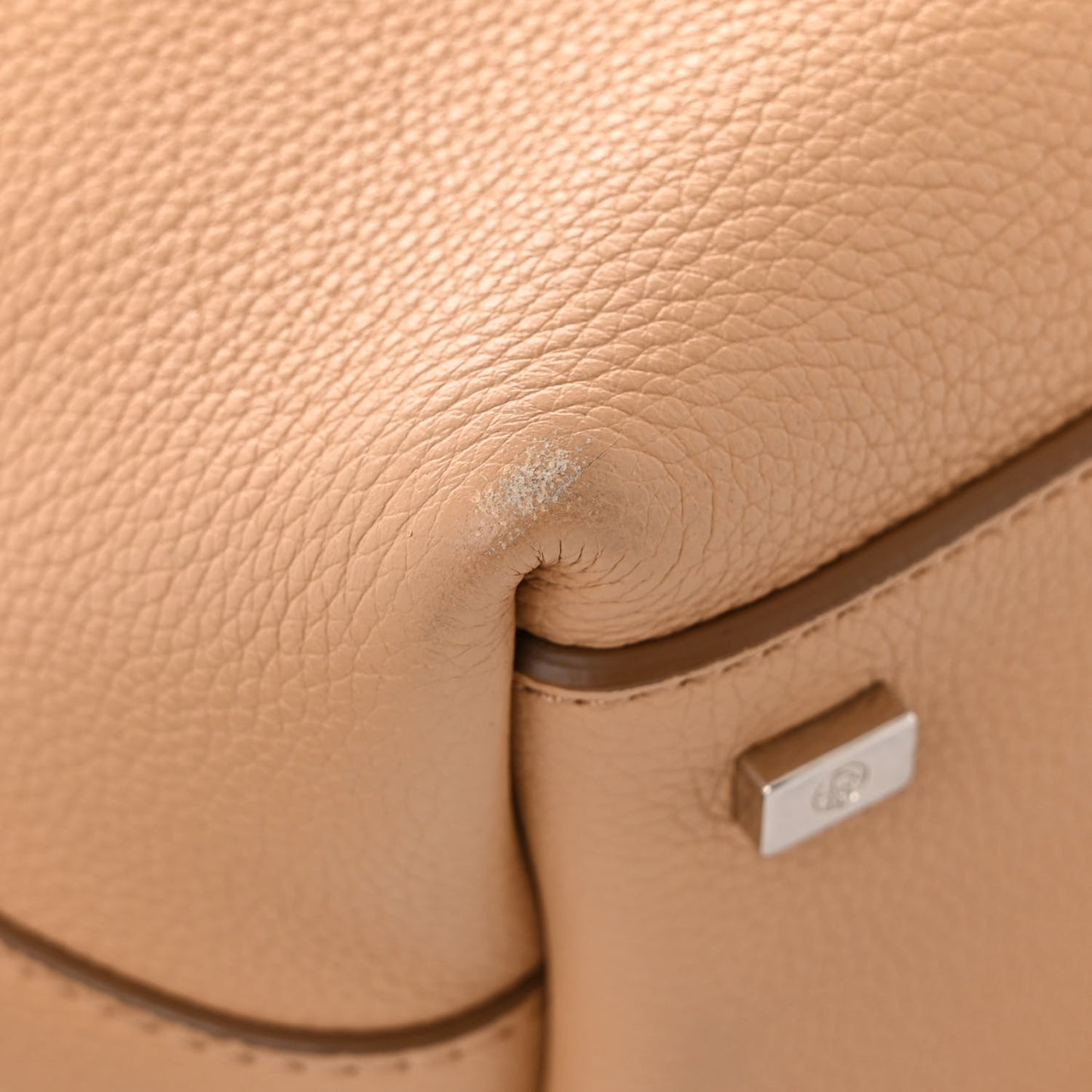 Grained Calfskin Top Handle 14 Bag Tan