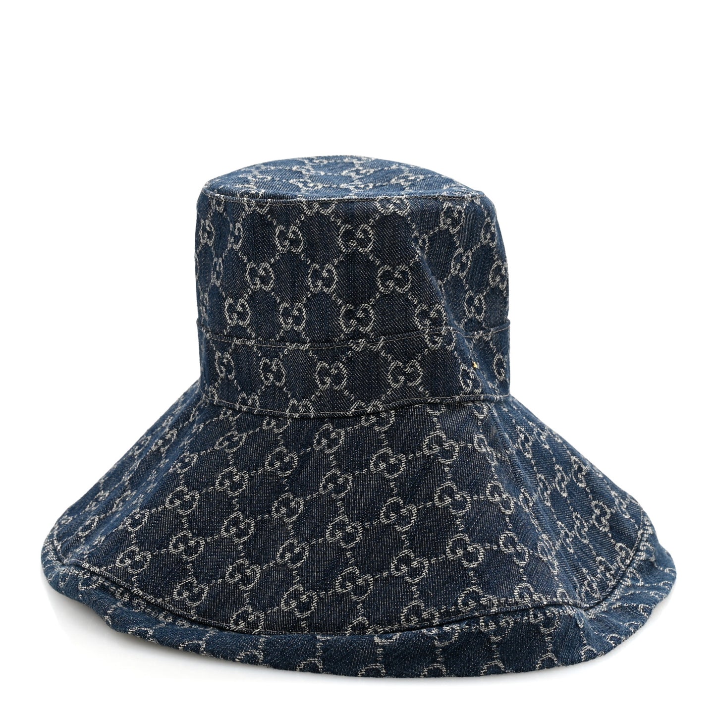 Eco Washed Denim GG Monogram Brim Hat XS Blue Ivory