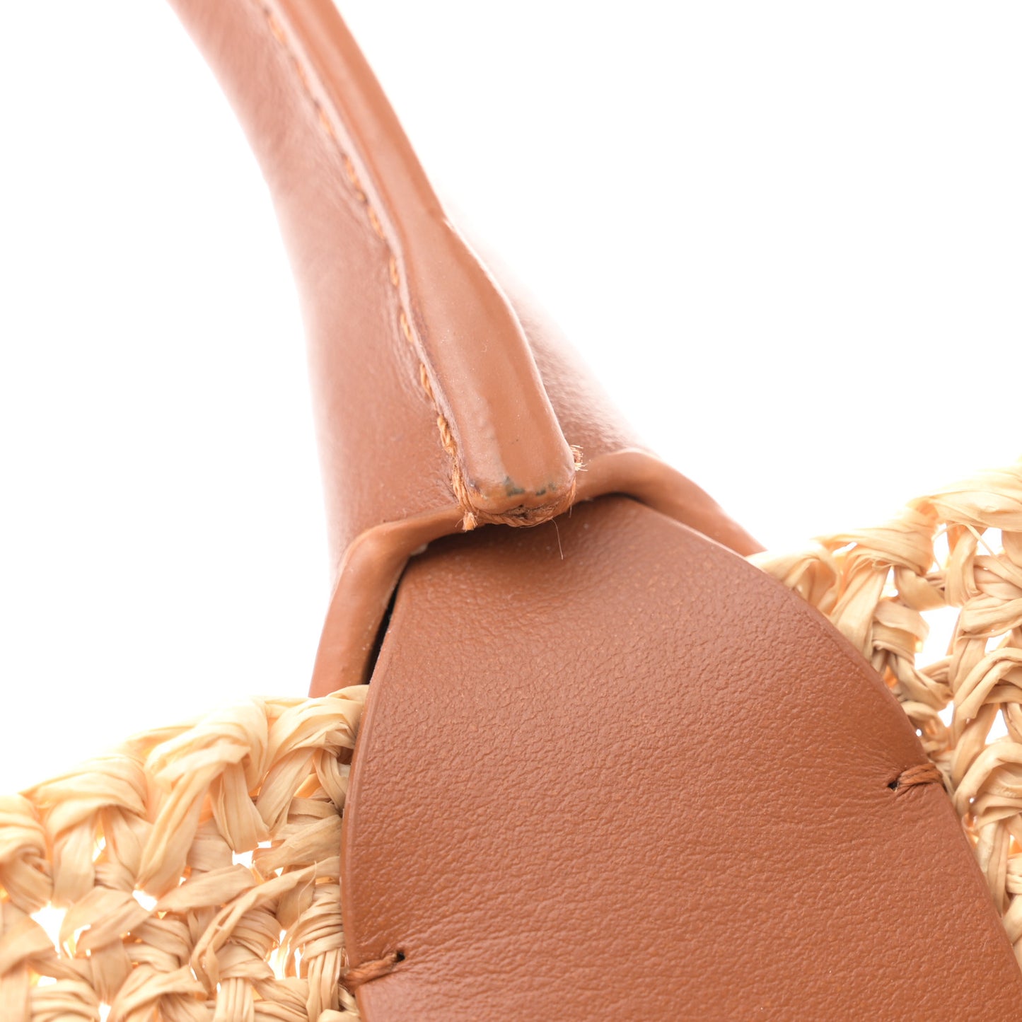 Raffia Calfskin Mini By My Side Tote Natural Cuoio