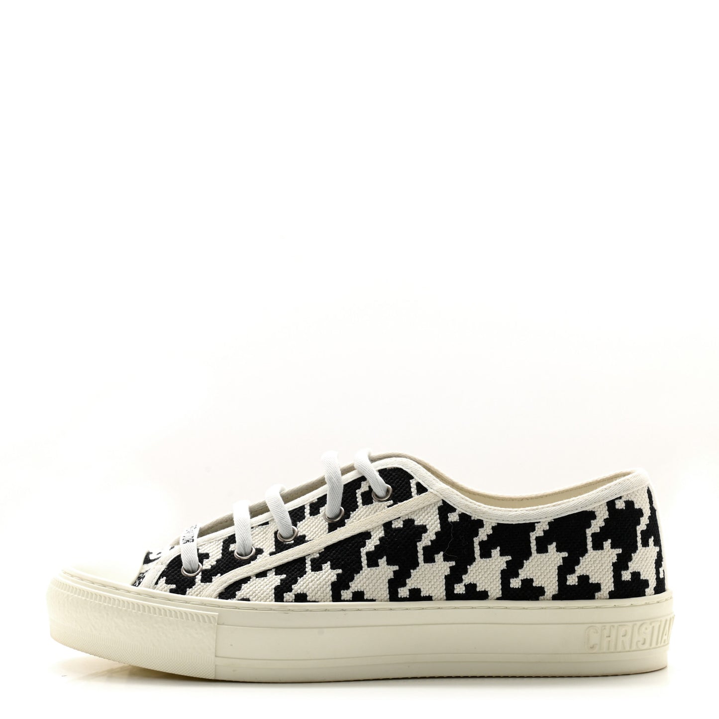 Canvas Macro Houndstooth Embroidered Womens Womens Walk'N'Dior Low Top Sneakers 39.5 White Black