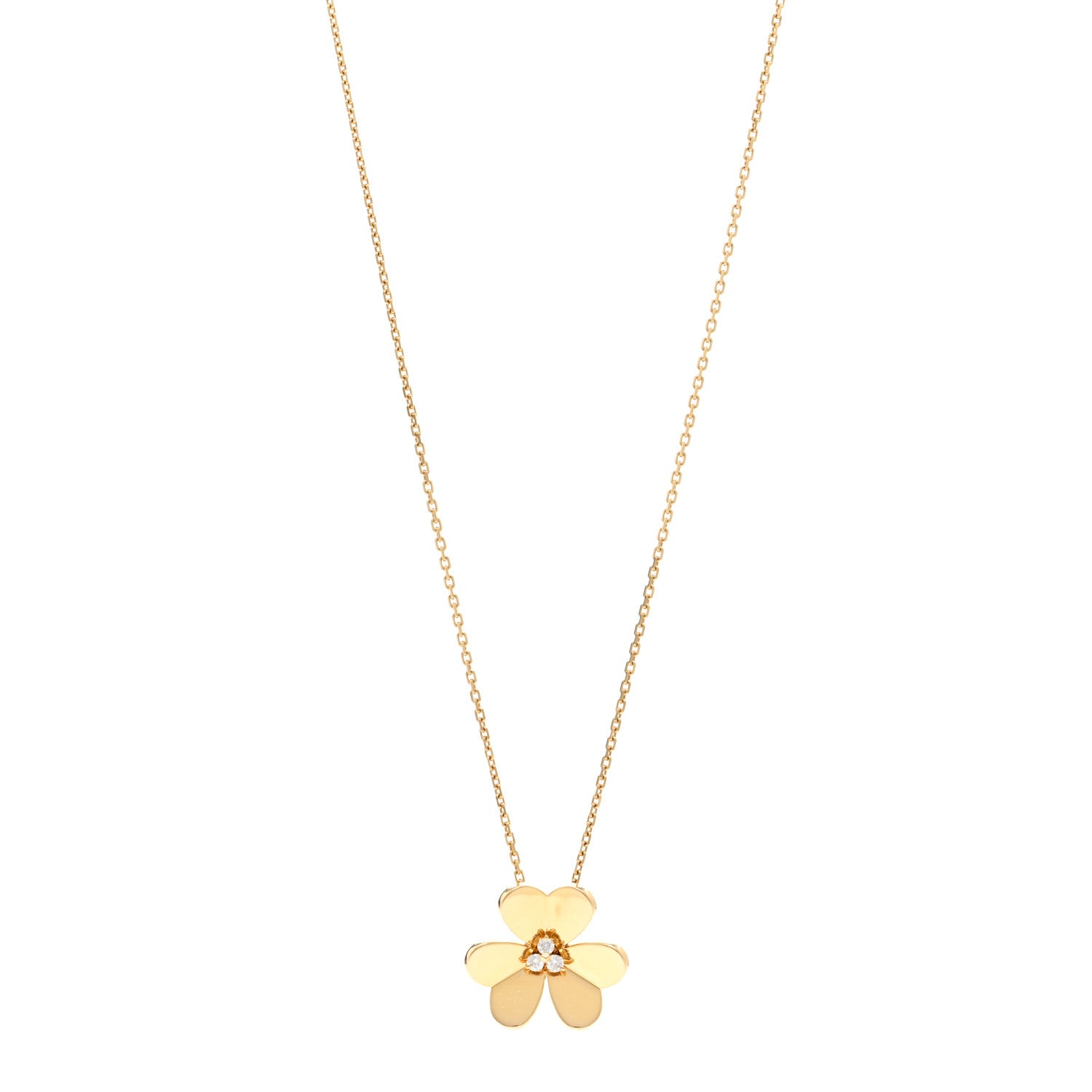 Van Cleef & Arpels 18K Yellow Gold Diamond Large Frivole Pendant Necklace 1 of 5