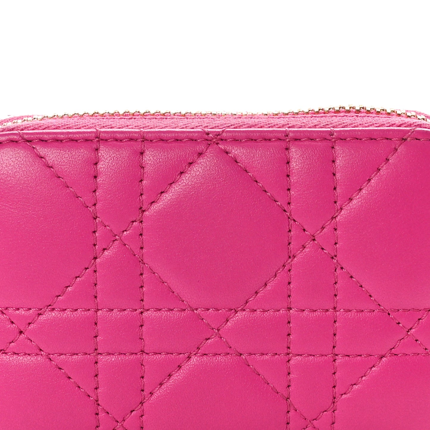 Lambskin Cannage Mini Lady Dior Zip Portemonnaie Rani Pink