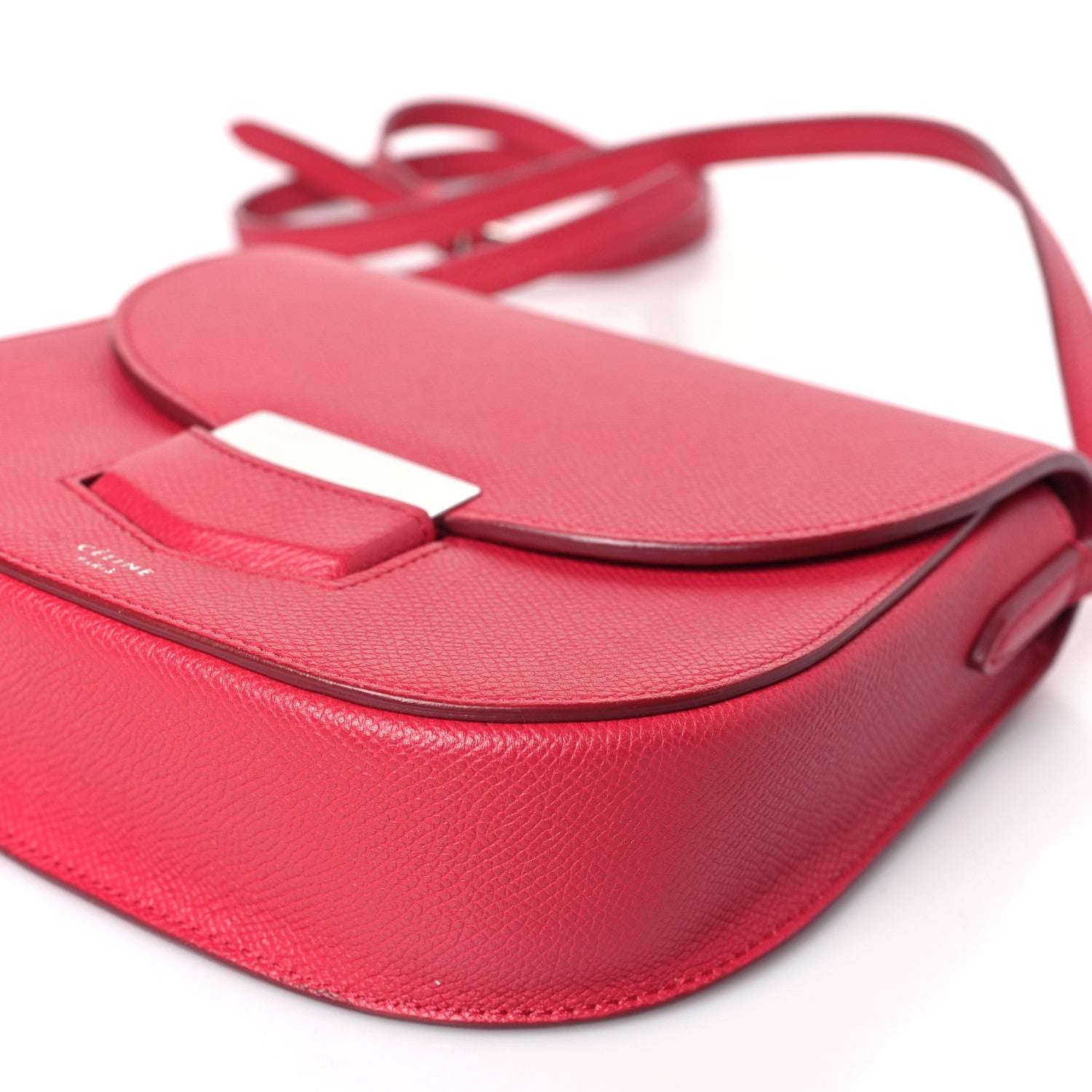 Celine Grained Calfskin Small Trotteur Dark Pink 9 of 10