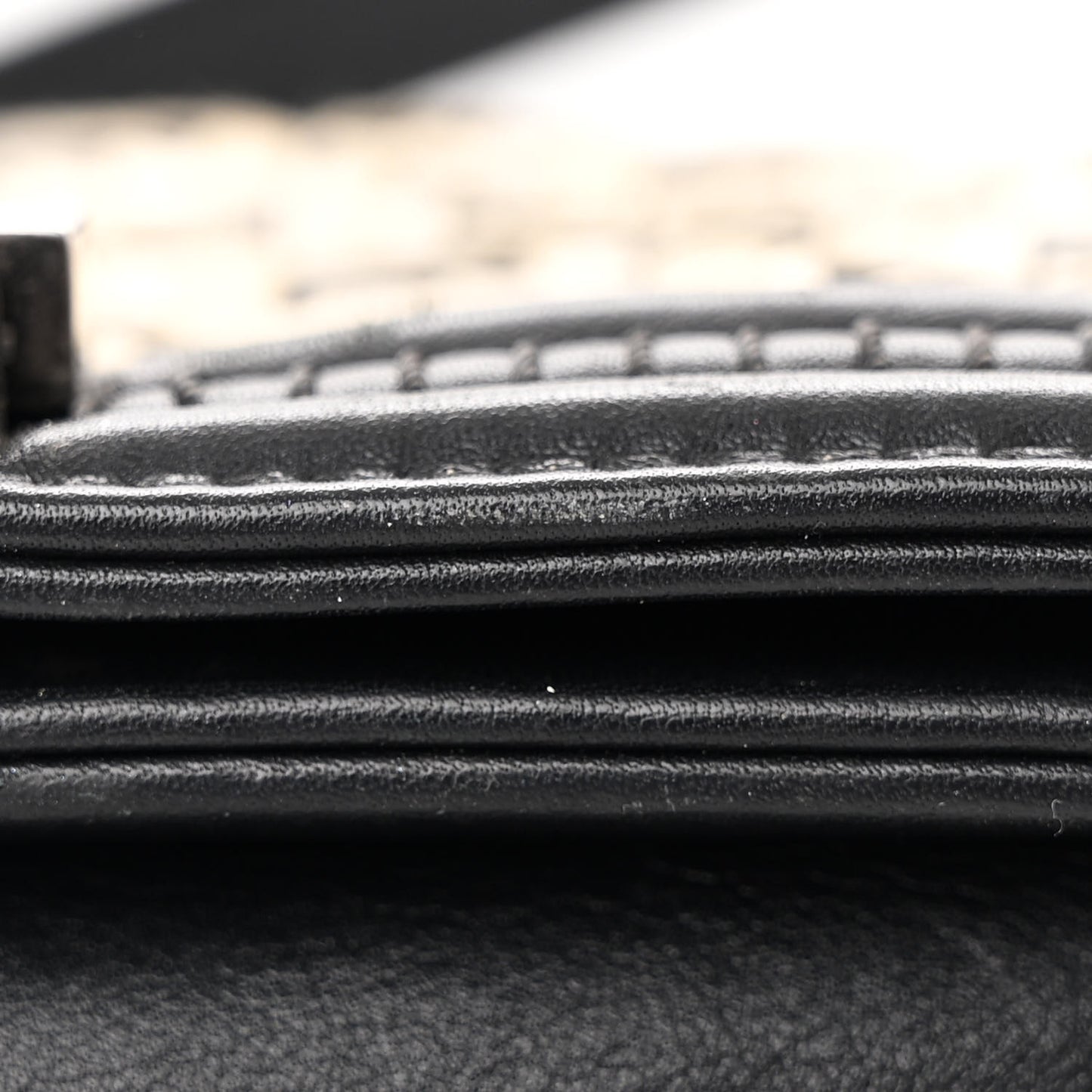 Calfskin Woven Small Boy Flap Black White