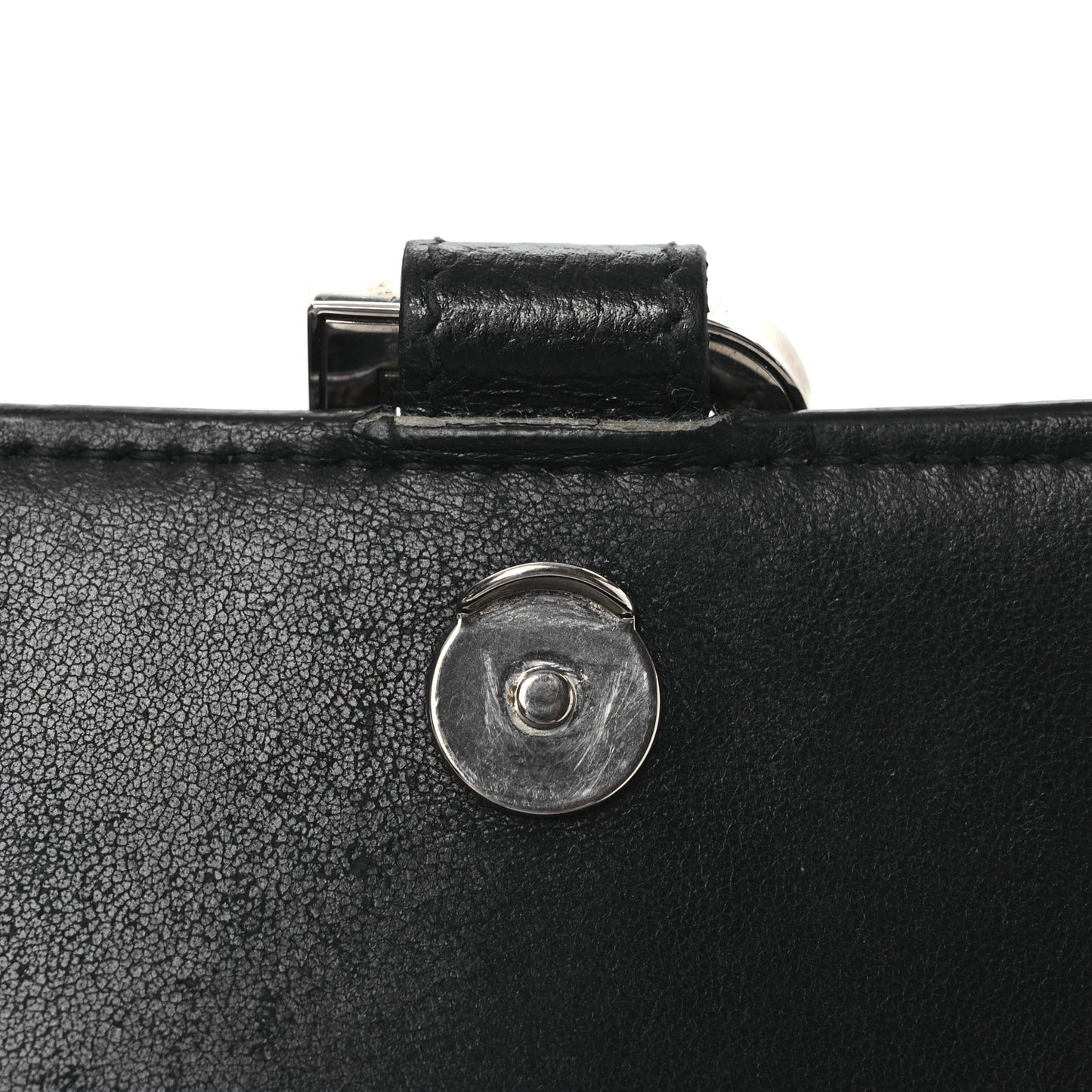 Grained Calfskin Small Hourglass Top Handle Bag Black