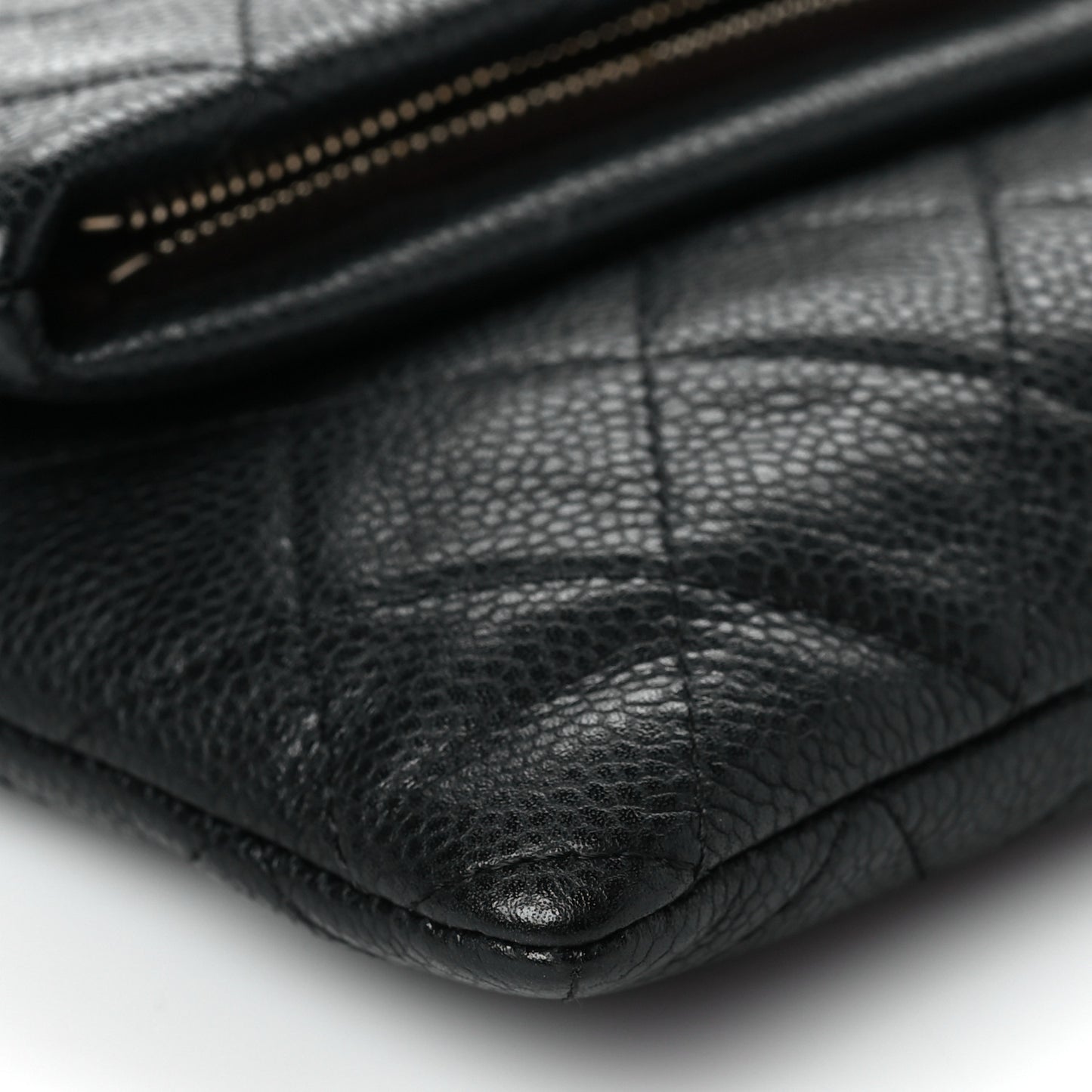 Caviar Quilted CC Beauty Clutch Black