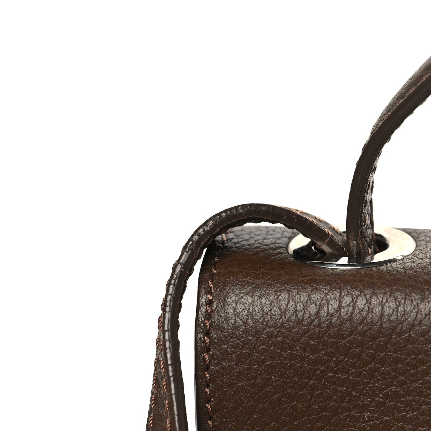 Pebbled Calfskin Rebel Crossbody Bag Brown