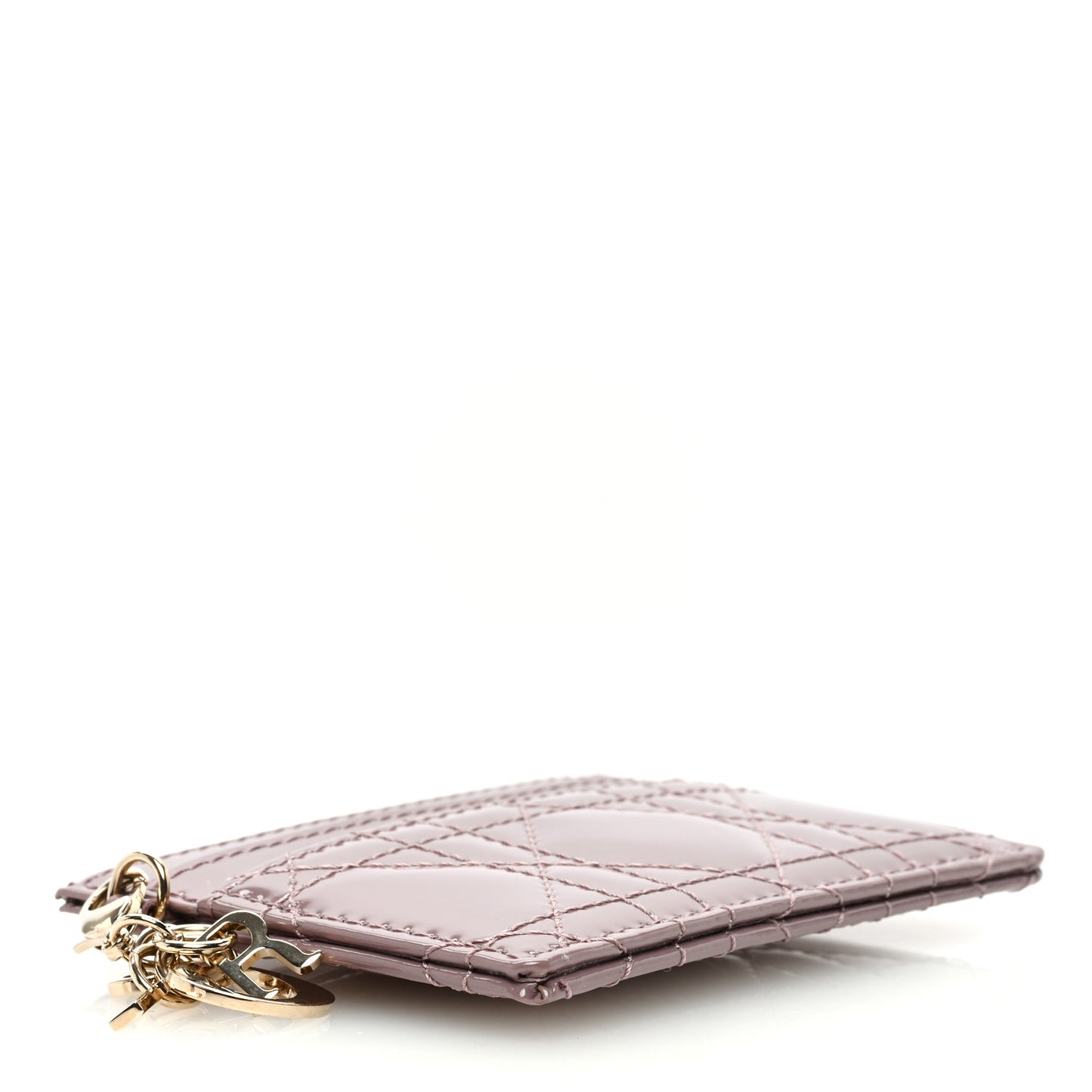 Patent Cannage Lady Dior Five-Slots Card Holder Pink Peony