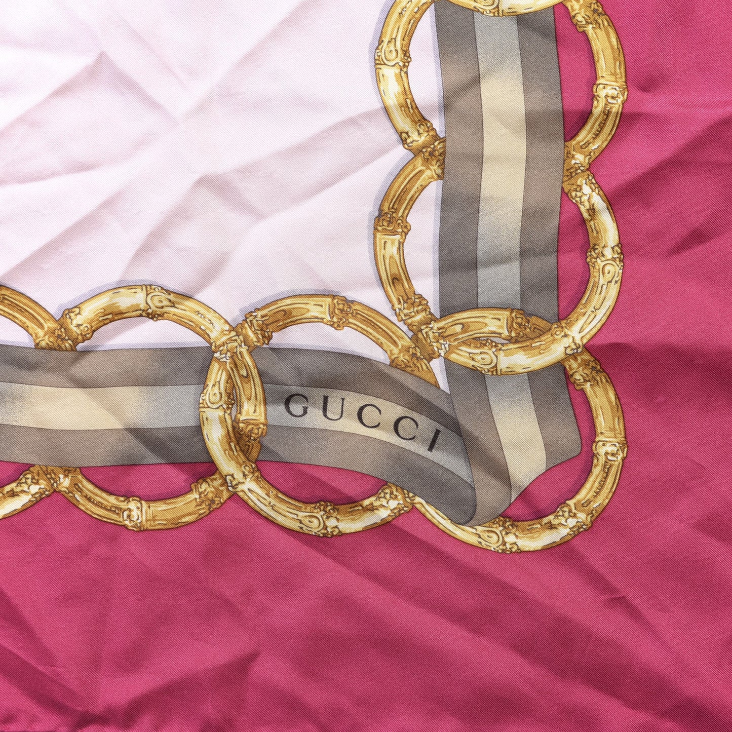 Silk Bamboo GG Web Print Scarf Pink
