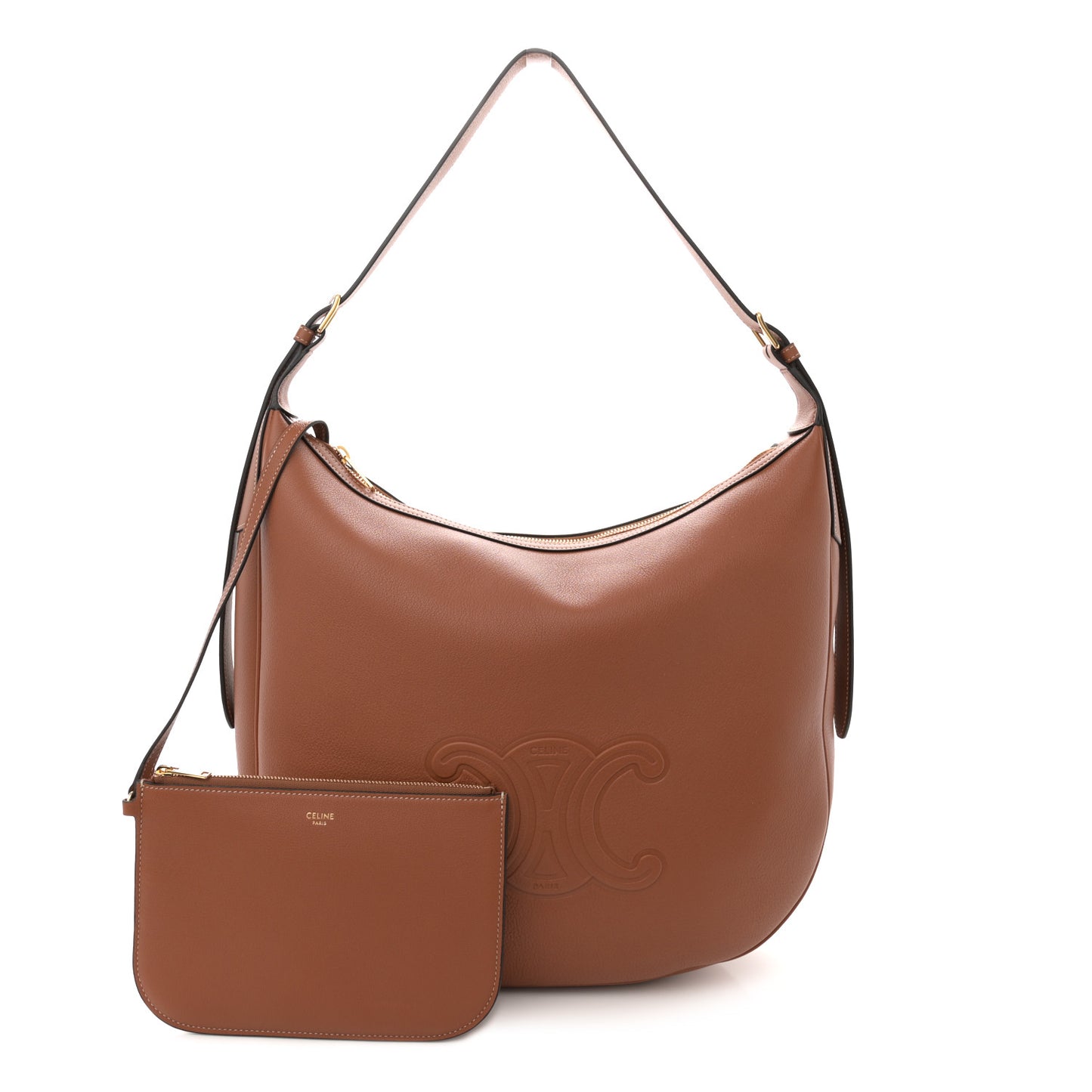Supple Calfskin Large Triomphe Heloise Shoulder Bag Tan