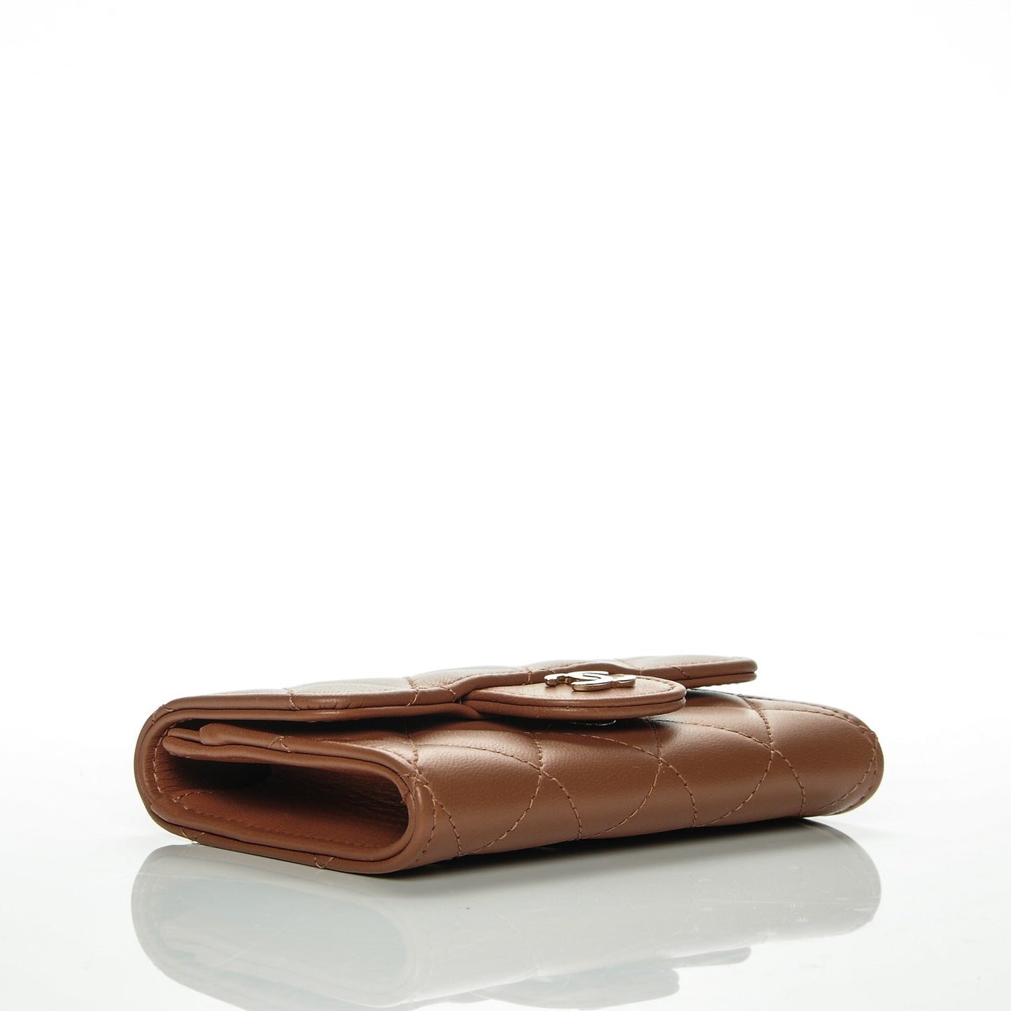 Lambskin Quilted Card Holder Camel