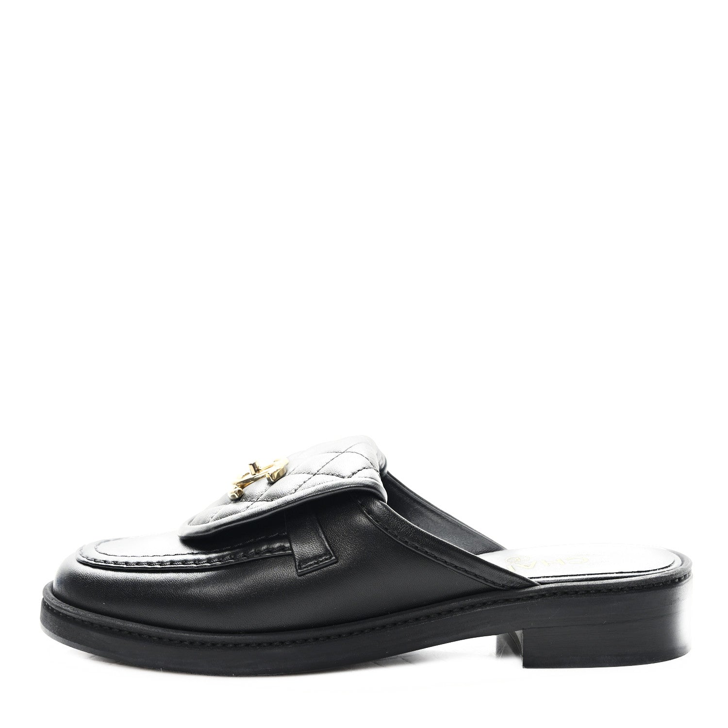 Chanel Lambskin Quilted CC Turnlock Mules 37.5 Black 1812063