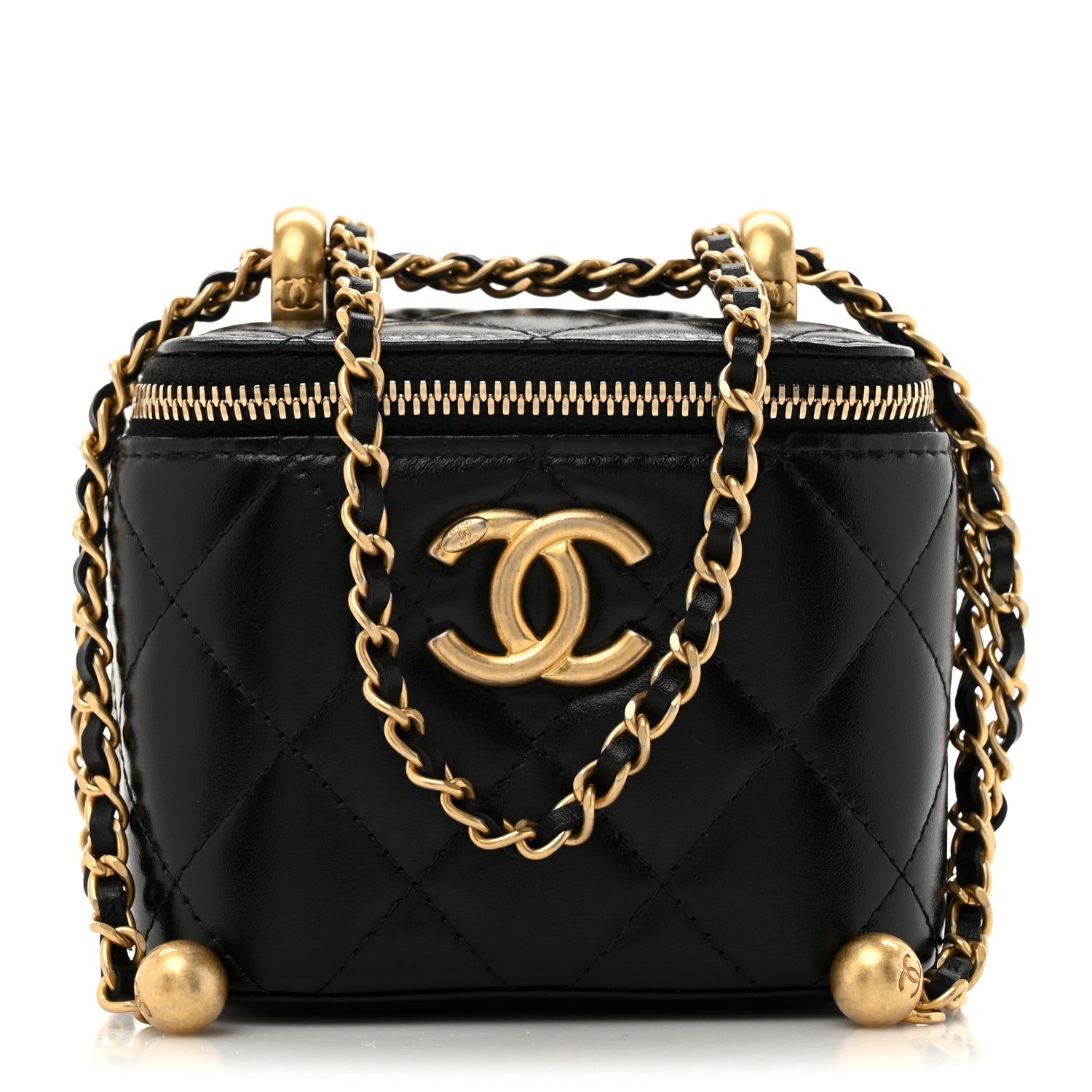 Chanel Calfskin Quilted Mini Perfect Fit Vanity Case With Chain