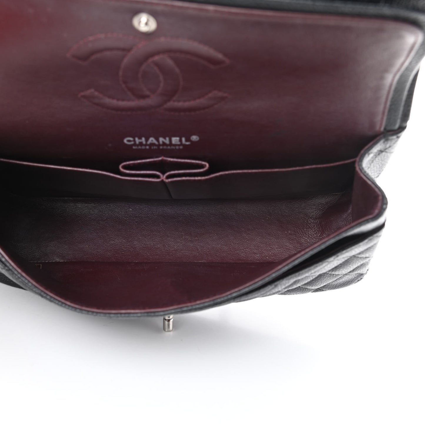 Caviar Quilted Medium Double Flap Black