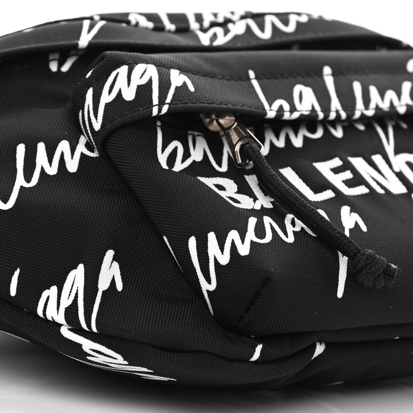 Recycled Sport Nylon Scribble Logo Wheel Beltpack Black White